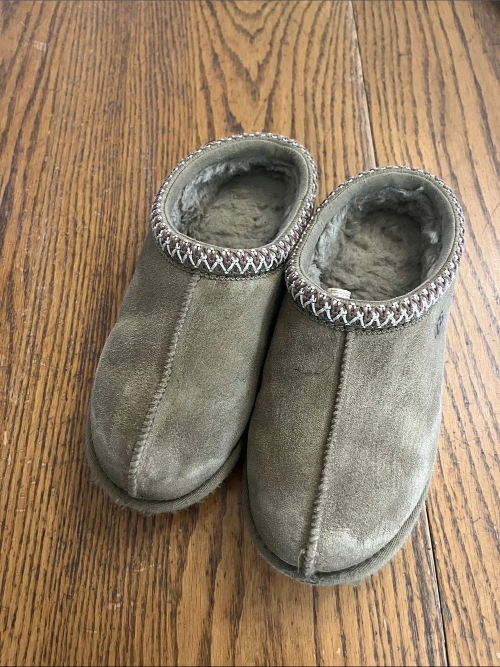 Ugg Tasman Cozy Slip-On Suede Mules in Olive Green